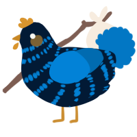 A tumblr and sapphire chicken with a bar pattern