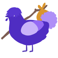 A indigo and lilac chicken