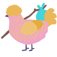A pink and honey chicken with a lace pattern