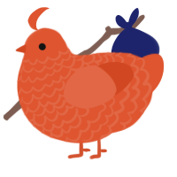 A vermilion chicken with a lace pattern