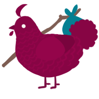 A maroon chicken with a lace pattern