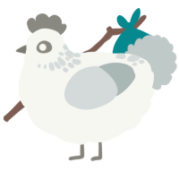 A white and silver chicken with a neck-speckle pattern
