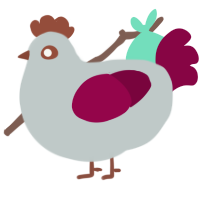 A silver and maroon chicken