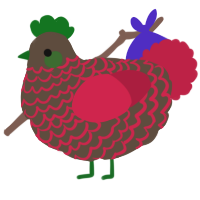 A bark and crimson chicken with a lace pattern