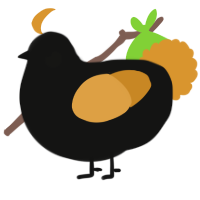 A black and orange chicken
