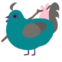A teal and grey chicken