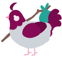 A mist and wine chicken with a head pattern