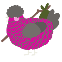 A fuchsia and grey chicken with a lace pattern