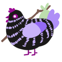 ee, a sable and lilac chicken with a bar pattern