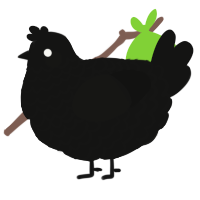 A black chicken with a lace pattern