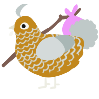 A ochre and silver chicken with a lace pattern
