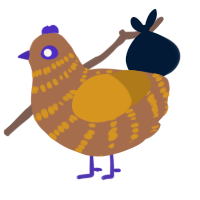 Poo poo king, a brown and ochre chicken with a bar pattern