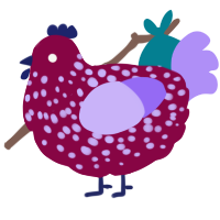 A maroon and lilac chicken with a speckle pattern