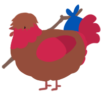 A russet and crimson chicken with a head pattern