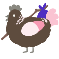 A bark and rose chicken with a neck-band pattern