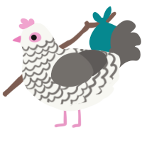 Polar Bear Applique, a white and grey chicken with a lace pattern