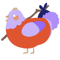 A vermilion and lilac chicken with a head pattern