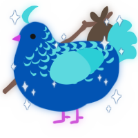 A ultramarine and aqua chicken with a half-lace pattern