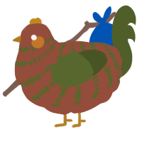 A russet and olive chicken with a bar pattern
