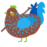 A russet and sky chicken with a speckle pattern