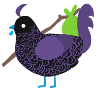 A black and overcast chicken with a double-lace pattern