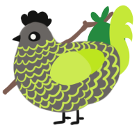 A grey and lime chicken with a lace pattern