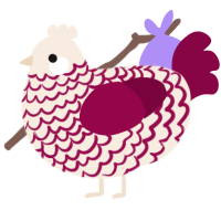 A cream and maroon chicken with a lace pattern