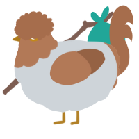 A mist and brown chicken with a head pattern