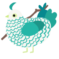 A white and turquoise chicken with a lace pattern