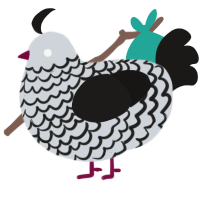 A mist and sable chicken with a lace pattern