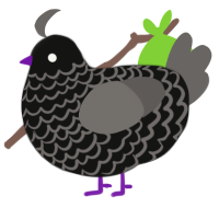 A black and grey chicken with a lace pattern