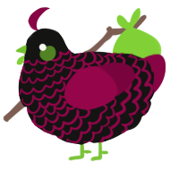 A black and maroon chicken with a lace pattern