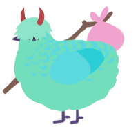 A mint and aqua chicken with a half-lace pattern