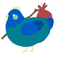 A sea and ultramarine chicken with a head pattern