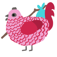 A pink and crimson chicken with a lace pattern
