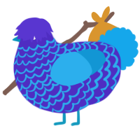 A indigo and sky chicken with a lace pattern