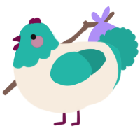 A cream and turquoise chicken with a head pattern