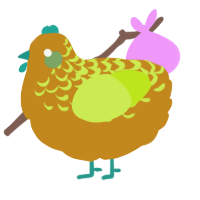A ochre and lime chicken with a half-lace pattern
