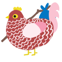 A red and rose chicken with a lace pattern