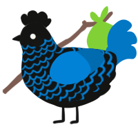 A black and sapphire chicken with a lace pattern