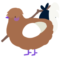 A brown and white chicken