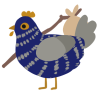 A navy and ash chicken with a bar pattern