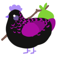 A black and plum chicken with a half-lace pattern