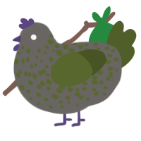 A grey and olive chicken with a speckle pattern