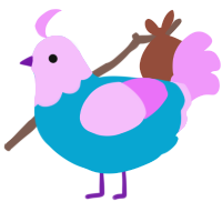 A cerulean and lavender chicken with a head pattern