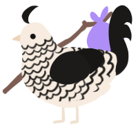 A cream and sable chicken with a lace pattern