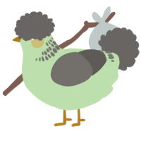 A gluppy and grey chicken with a neck-band pattern