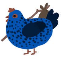 A ultramarine and tumblr chicken with a speckle pattern