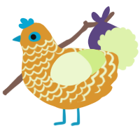 A orange and apple chicken with a lace pattern