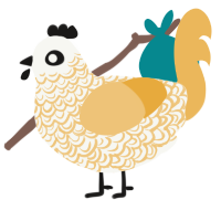 Khemu, a white and honey chicken with a double-lace pattern